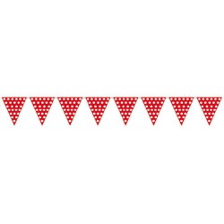 Banderas triangulares plastico puntos rojo 5 metr