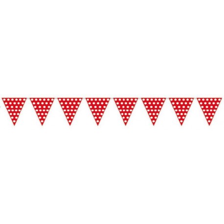 Banderas triangulares plastico puntos rojo 5 metr