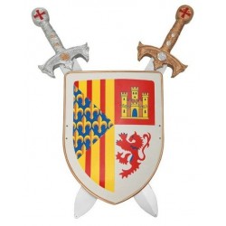 Escudo con 2 espadas medievales lujo