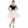 Falda lunares polka blanca años 50 con pañuelo