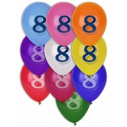 Globos numero 8 colores surtidos 28 cm 8 unid