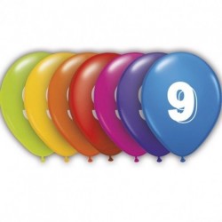 Globos numero 9 colores surtidos 28 cm 25 cm 8 uni