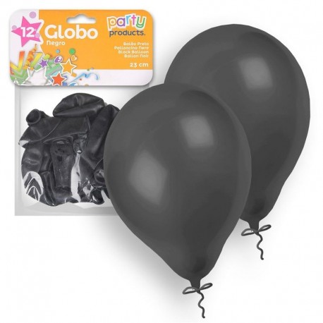 Globos negros 12 unidades 23 cm 9 latex