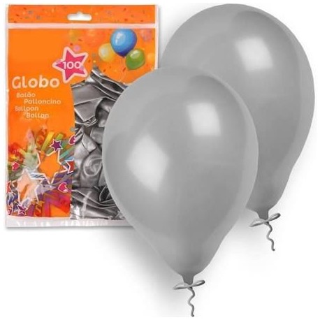 Globos plata metalizado 100 unidades 23 cm 9 lat