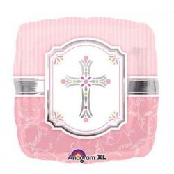Globo comunion rosa cruz helio foil