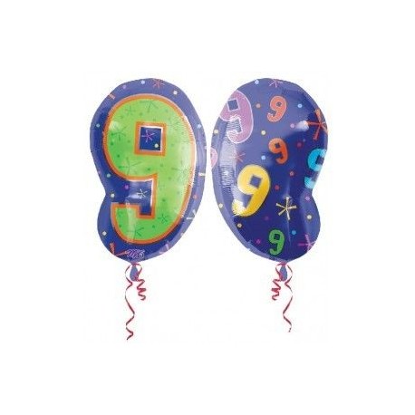 Globo numero 9 cumpleanos 45 cm helio foil