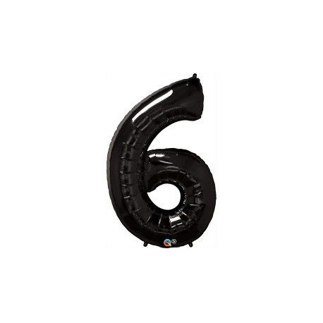Globo helio numero 6 negro 86 cm foil