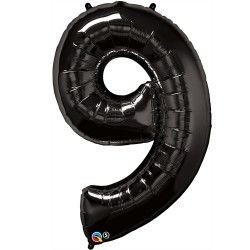 Globo helio numero 9 negro 86 cm foil