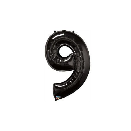 Globo helio numero 9 negro 86 cm foil
