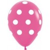 Globo rosa puntos blancos 30 cm 12 unidades