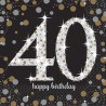 Servilletas 40 cumpleaños oro y negro 16 uni 33x33