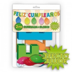 Guirnalda feliz cumpleanos fluor