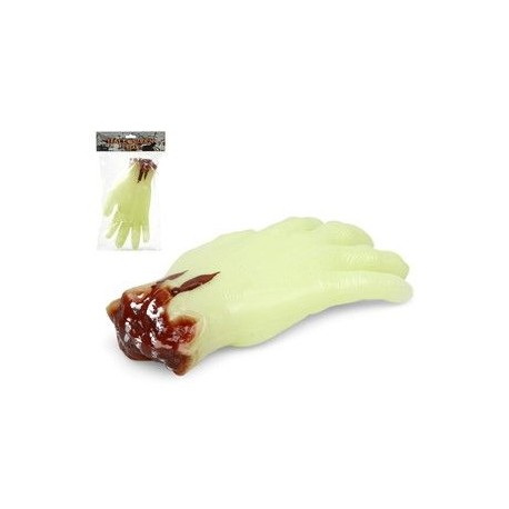 Mano amputada fluorescente sangrienta halloween