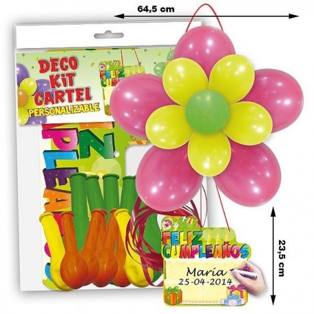 Kit globos feliz cumpleanos con cartel personaliza