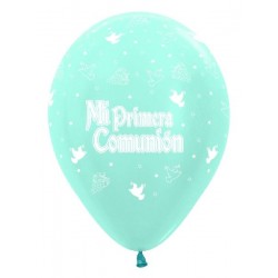 Globos 1ª comunion satin azul nino 10 un 30