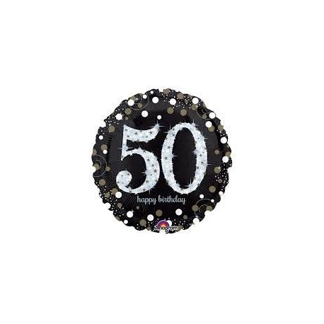 Globo 50 cumpleanos negro brillantes 45
