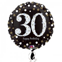 Globo 30 cumpleanos negro brillantes 45