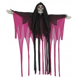 Fantasma calavera fucsia con luz sonido mov 46 cm