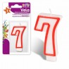 Vela cupleaños numero 7 blanca y roja barata
