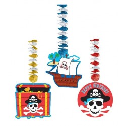Colgantes pirata 3 unidades decoracion fiesta