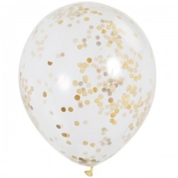 Globos transparentes con confeti oro 6 uds 12 30 cm