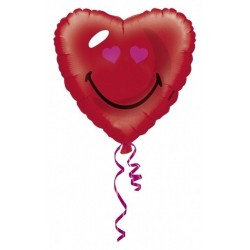Globo emoticono smiley corazon rojo 18 45 cm