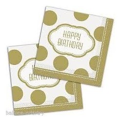 Servilletas doradas feliz cumpleaños 16 uds