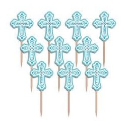Pinchos azul comunion 36 uds 63 cm
