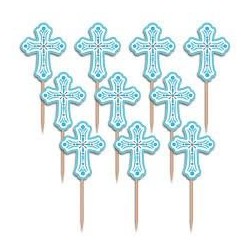 Pinchos azul comunion 36 uds 63 cm