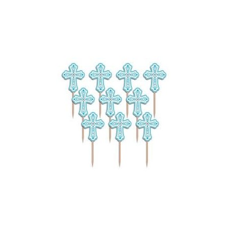 Pinchos azul comunion 36 uds 63 cm