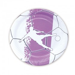 Platos cumpleanos morado y blanco colores real madrid 8 uds