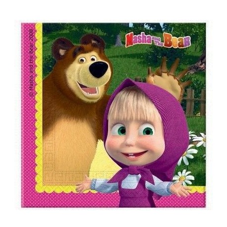 Servilletas masha y el oso 20 uds 33x33 cm