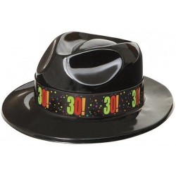 Sombrero plastico 30 cumpleaños negro vaquero