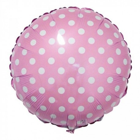 Globo redondo rosa lunares blancos 45 cm 18