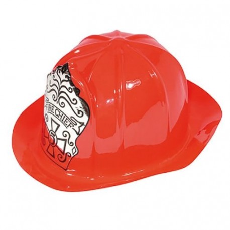 Casco bombero rojo plastico fino