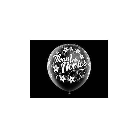 Globos transparentes latex vivan los novios 8 uds 30 cm