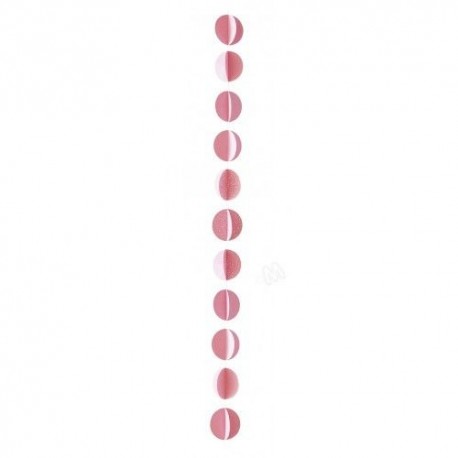 Guirnalda circulos rosa de papel 3 metros