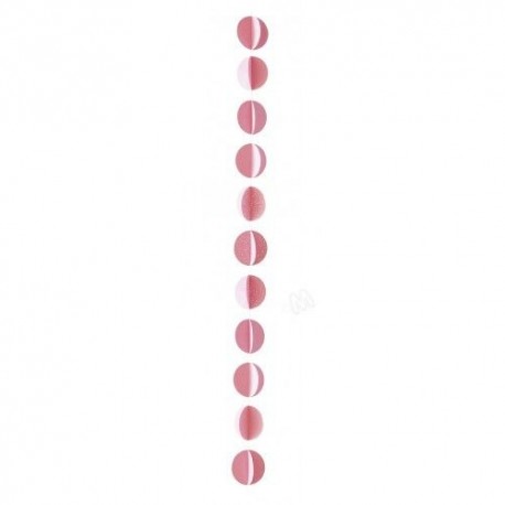 Guirnalda circulos rosa de papel 3 metros