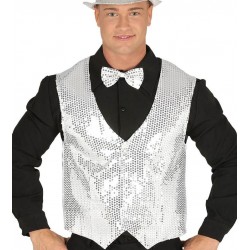 Chaleco lentejuelas plata para hombre