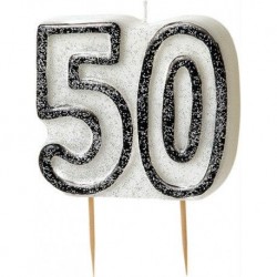 Vela 50 cumpleaños en blanco y negro. velas baratas online