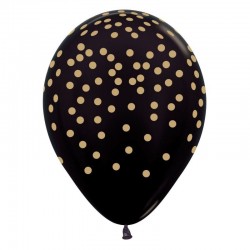 Globos negros cofetti dorado lunares oro impreso 12 uds