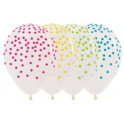 Globos transparente con confeti de colores 12 uds 30 cm