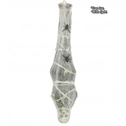 Esqueleto colgante en tela de araña con luz 120 cms