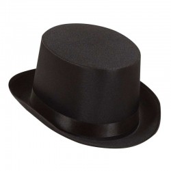 Sombrero de copa raso negro