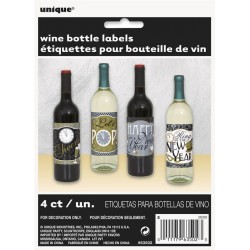 Etiquetas para botellas de vino fin de ano nochevieja 4 uds