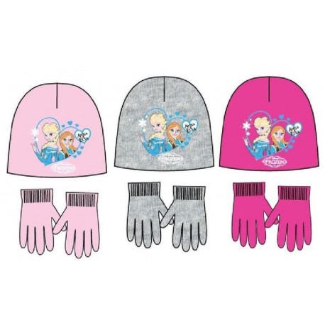 Set guantes y gorro de frozen gris