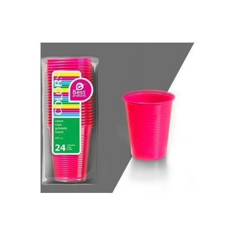 Vasos fucsia plastico baratos 200 cc 24 unidades