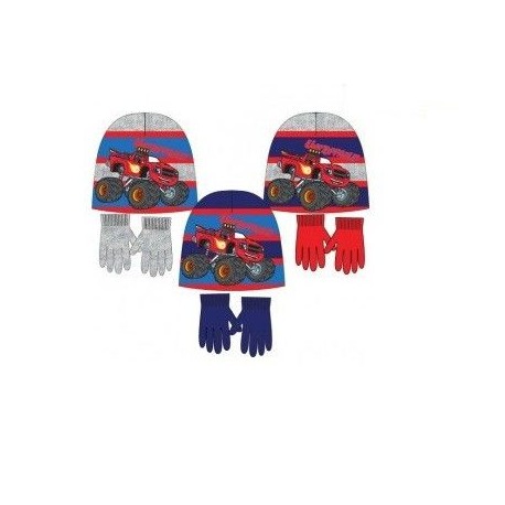 Gorro y guantes blaze monster machine azul