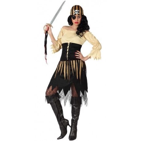 Disfraz pirata mujer negro y beige talla estandar ml