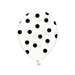 Globos transparentes con lunares negros 6 uds 30 cm